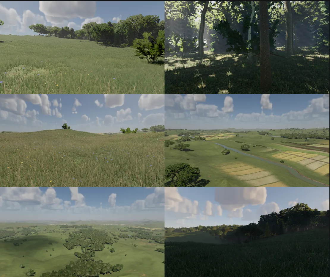 Grassland, forest and farmland rendered in Marmara Engine